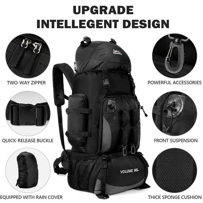 90L Waterproof Hiking Camping Backpack – Large Outdoor Rucksack