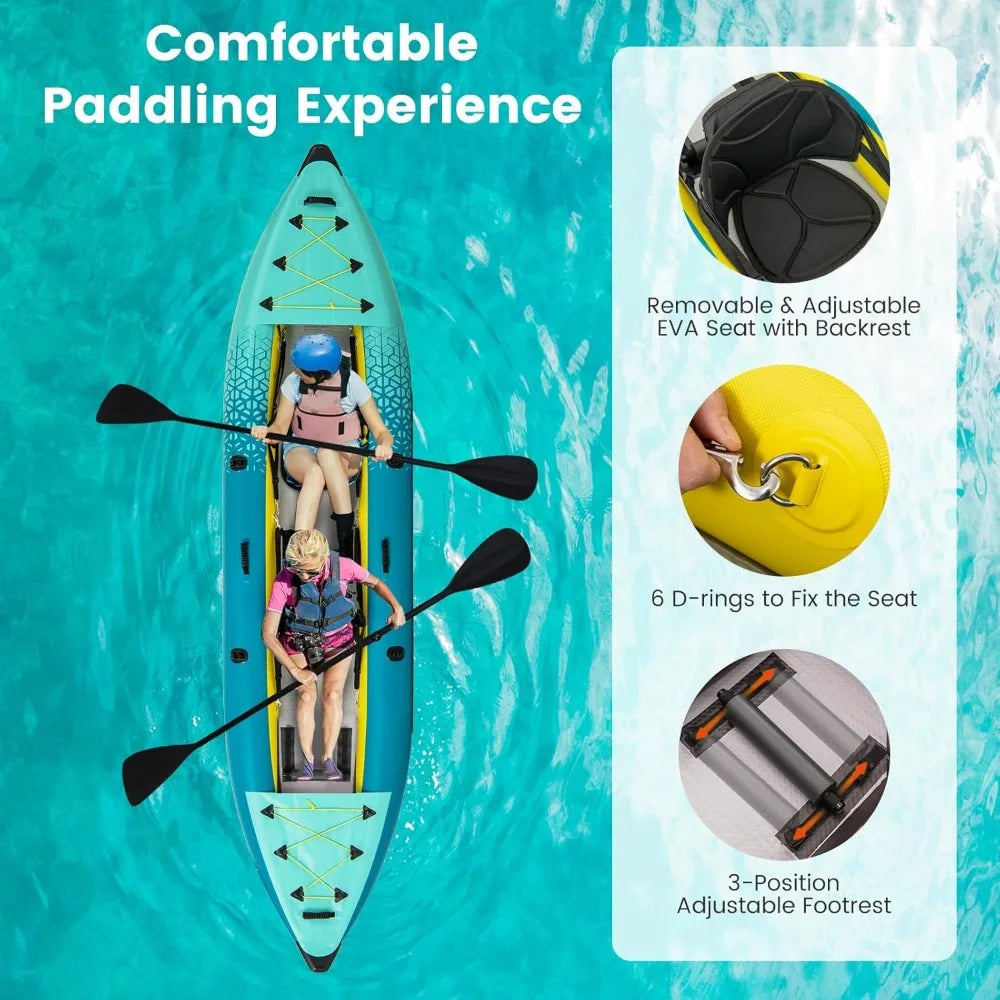12.5 Ft Inflatable Tandem Kayak – 2-Person with Drop-Stitch Floor