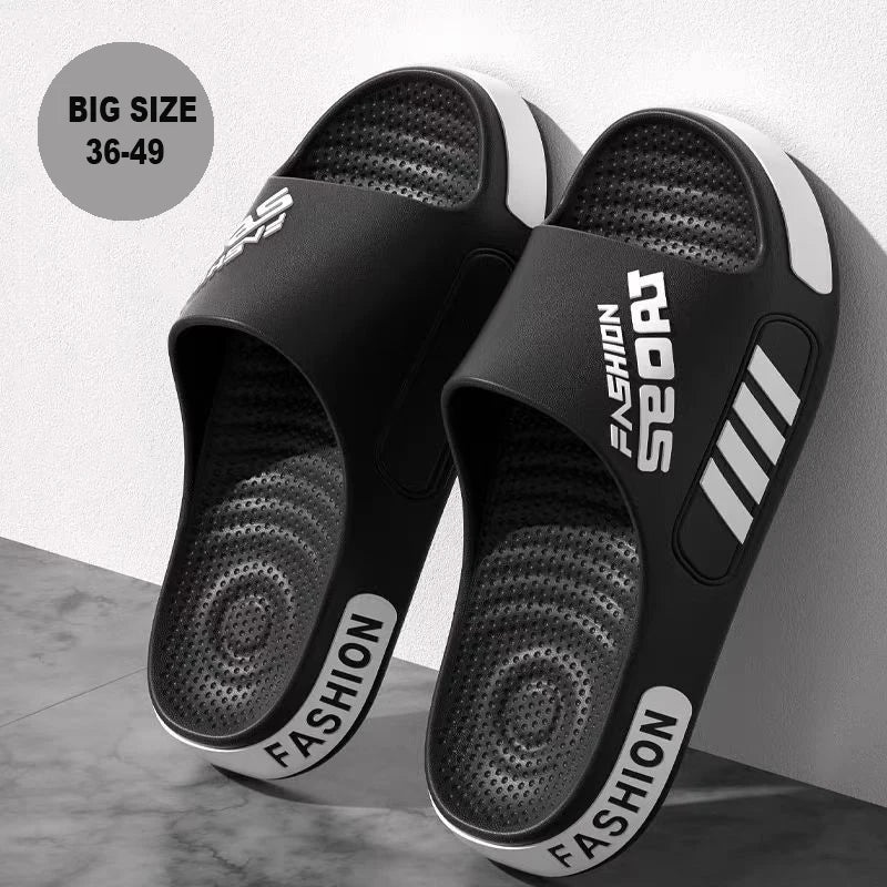 Big Size 48–49 Summer Slides – Unisex Flat Sole Slippers