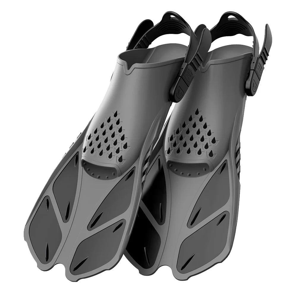 Adjustable Short Snorkel Fins – Open Heel Swim Flippers