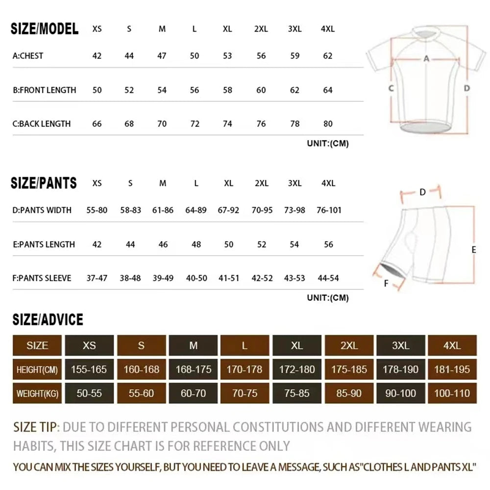 Raudax 2024 Men’s Summer Short Sleeve Cycling Jersey Set