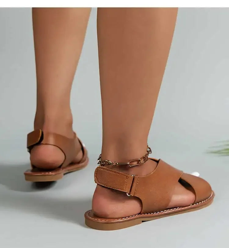 2025 Women’s Summer Flat Sandals – Soft PU Leather