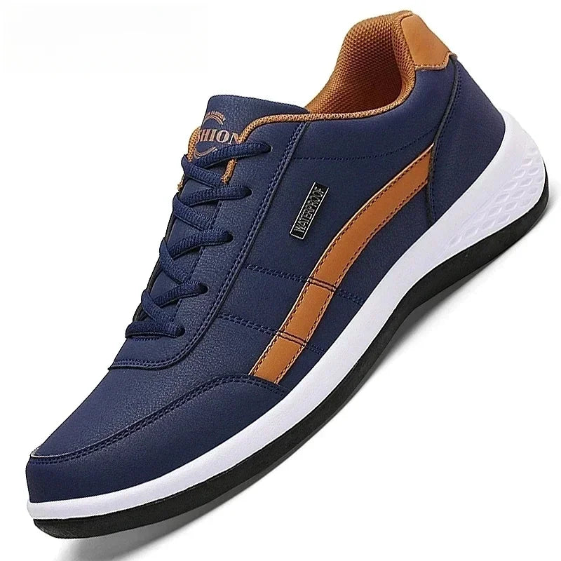 Men’s Leather Lace-Up Sneakers – Waterproof & Vulcanized