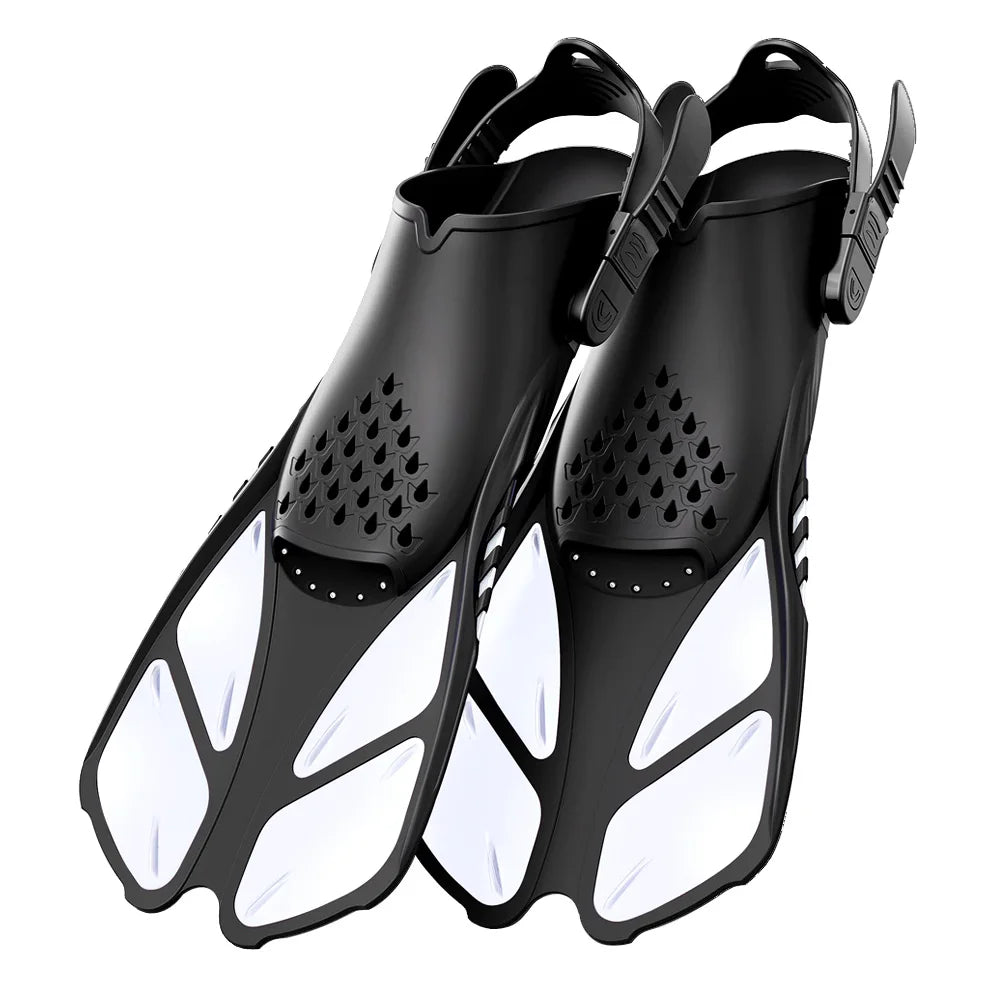 Adjustable Short Snorkel Fins – Open Heel Swim Flippers