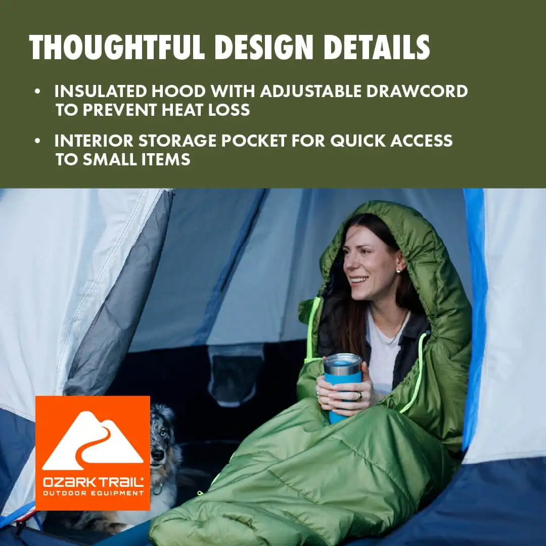Ozark Trail 50°F Mummy Sleeping Bag – Green