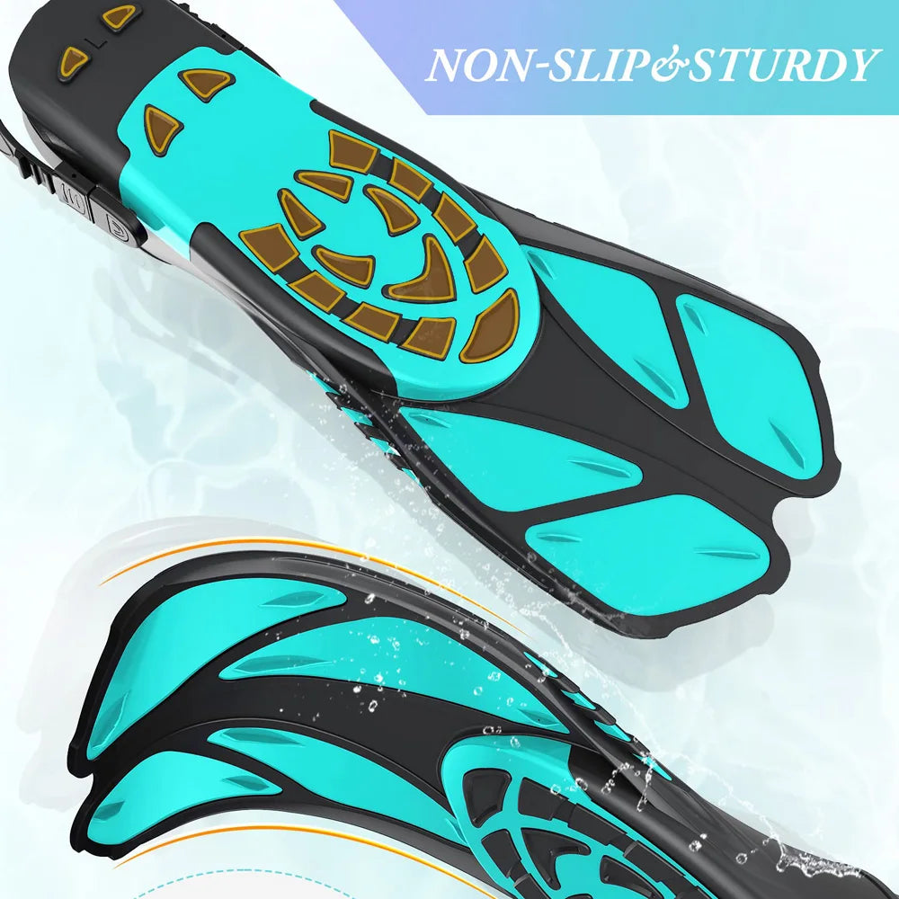 Adjustable Short Snorkel Fins – Open Heel Swim Flippers
