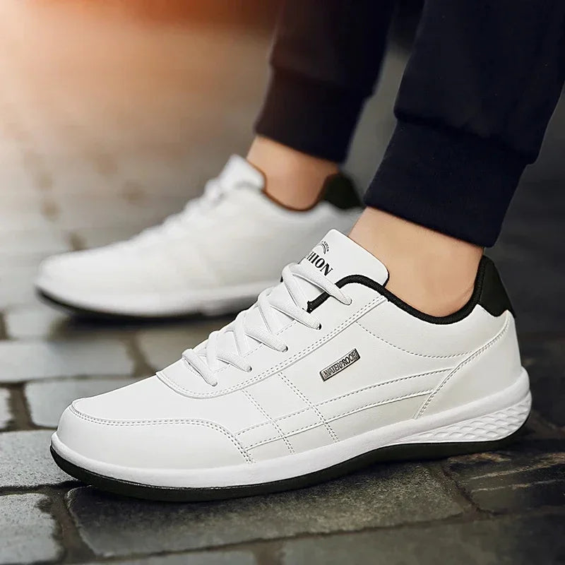 Men’s Leather Lace-Up Sneakers – Waterproof & Vulcanized