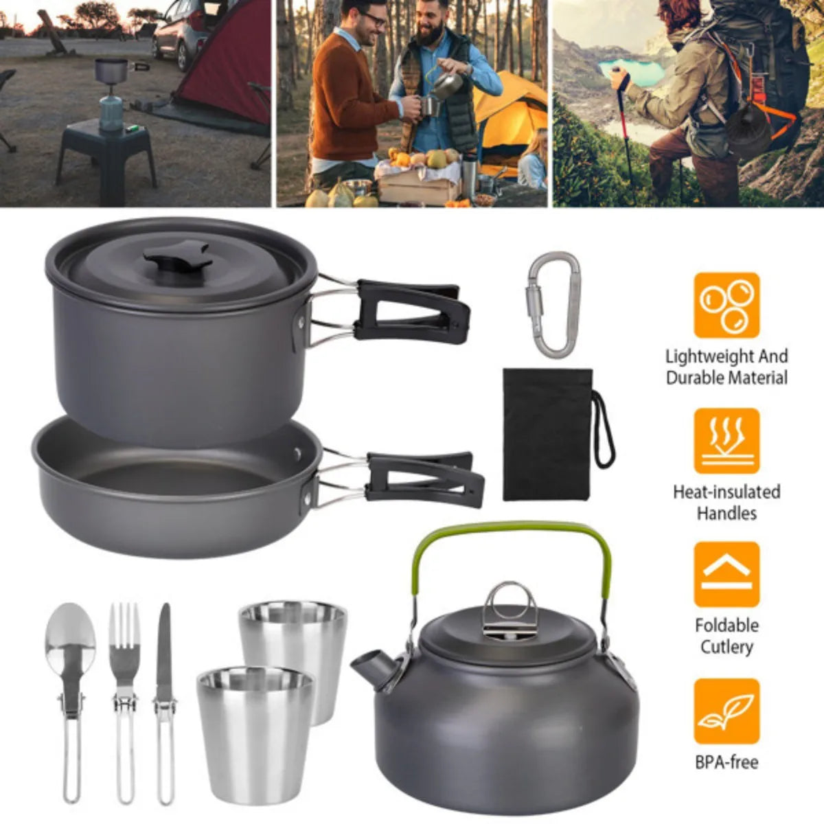 12Pcs Camping Cookware Set with Stove & Utensils