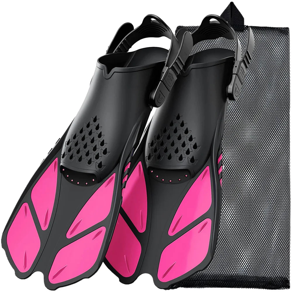 Adjustable Short Snorkel Fins – Open Heel Swim Flippers