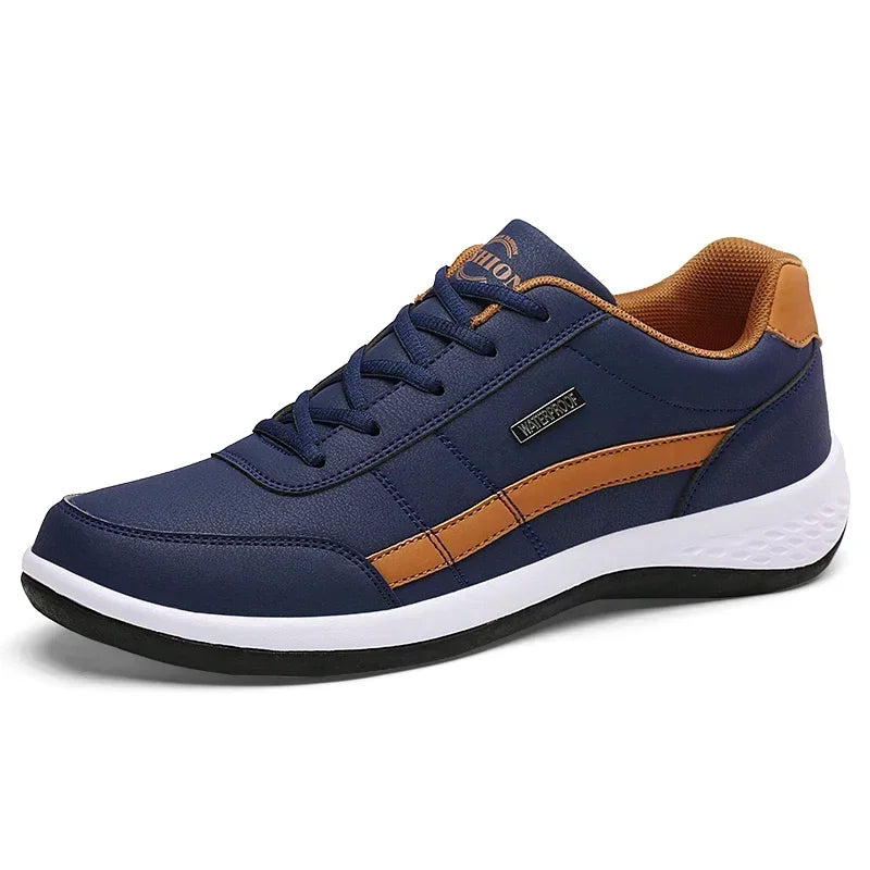 Men’s Leather Lace-Up Sneakers – Waterproof & Vulcanized