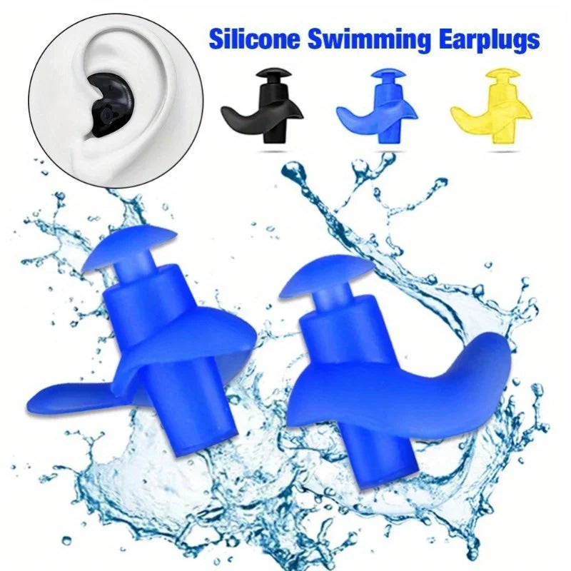 2PCS Reusable Waterproof Silicone Swimming Earplugs