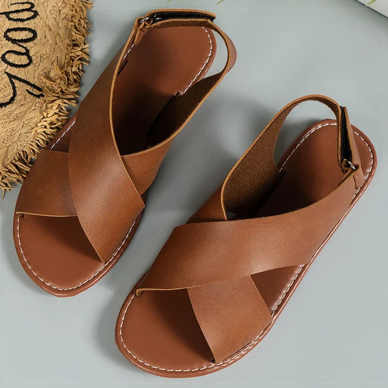 2025 Women’s Summer Flat Sandals – Soft PU Leather