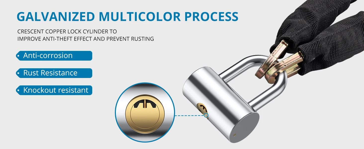 AUTOUTLET U-Lock Chain Set for Motorcycle & Bicycle