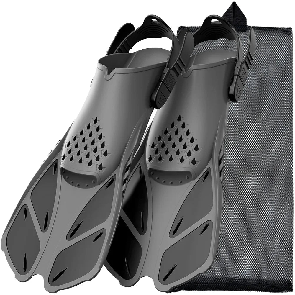 Adjustable Short Snorkel Fins – Open Heel Swim Flippers