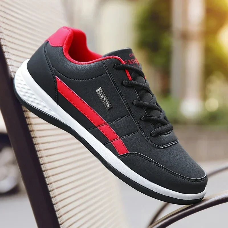 Men’s Leather Lace-Up Sneakers – Waterproof & Vulcanized