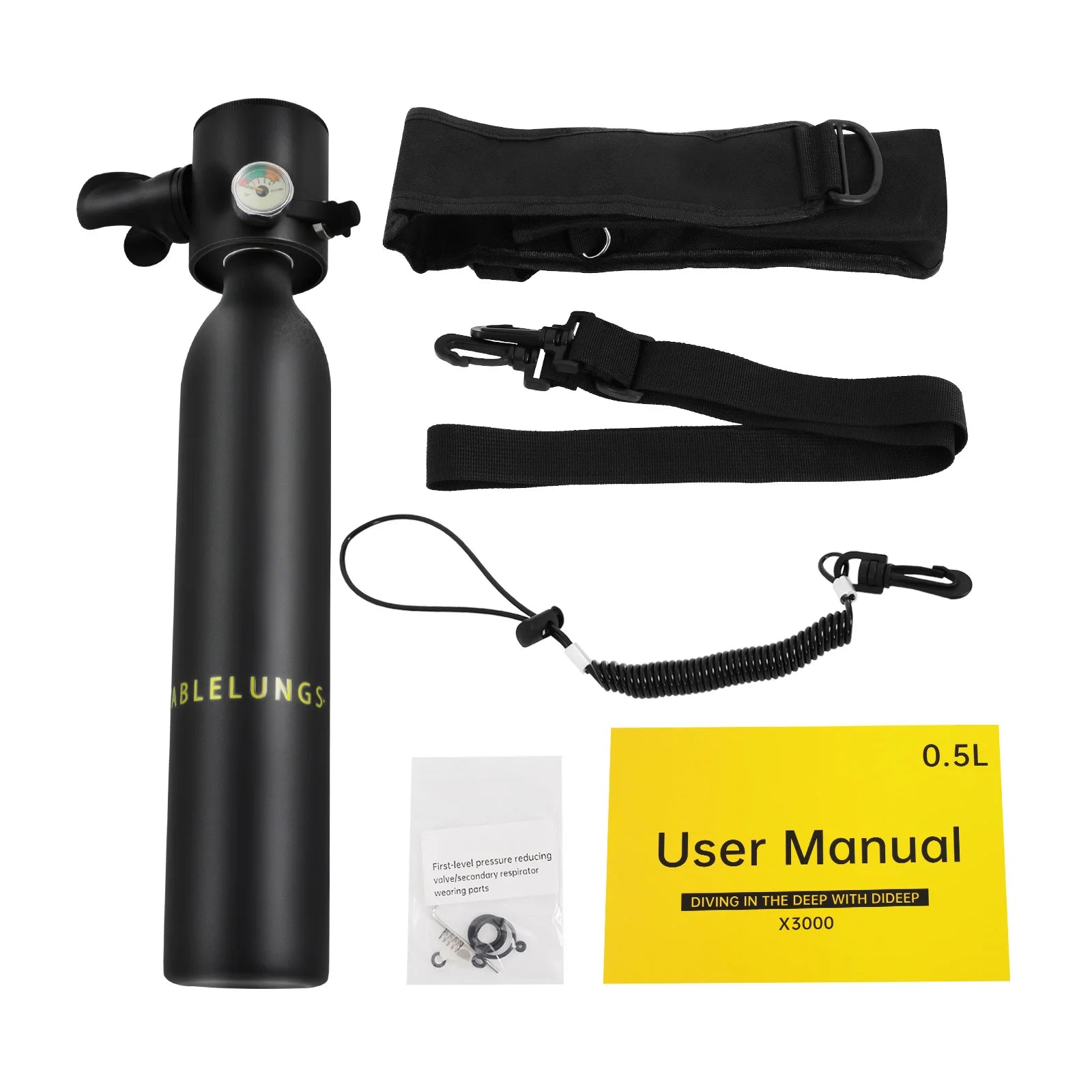 0.5L Scuba Tank for Diver Mini Diving Tank Mini Scuba Tank Breath Underwater Device Scuba Cylinder with 5-10 Minutes