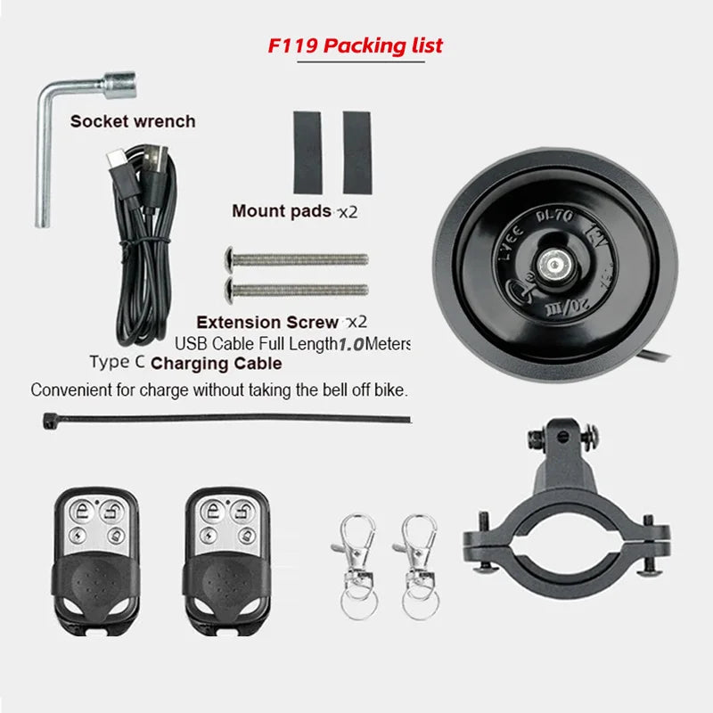 FEDOG Electric Bike Horn & Anti-Theft Alarm