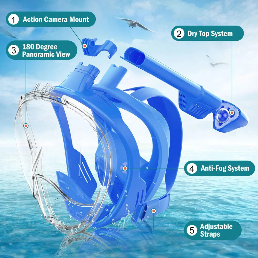 Full Face Anti-Fog Snorkeling Mask for Adults & Kids