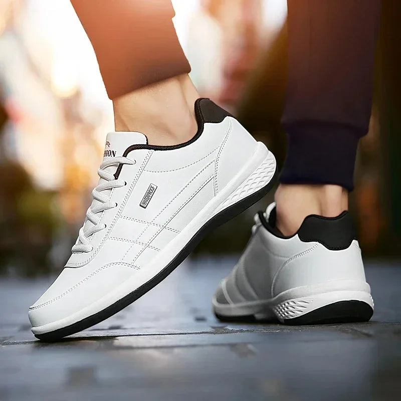 Men’s Leather Lace-Up Sneakers – Waterproof & Vulcanized