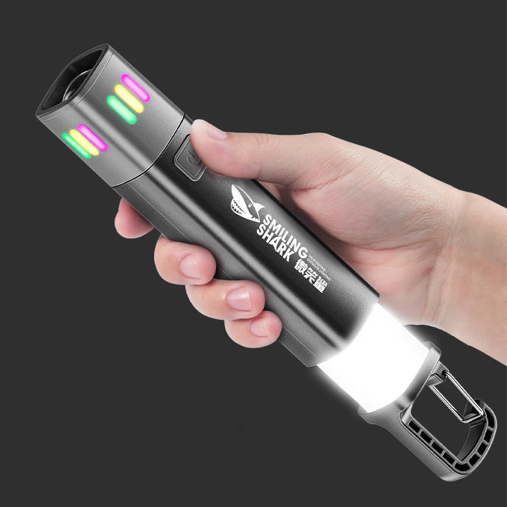 XPE+COB LED Zoomable Flashlight with Side Floodlight