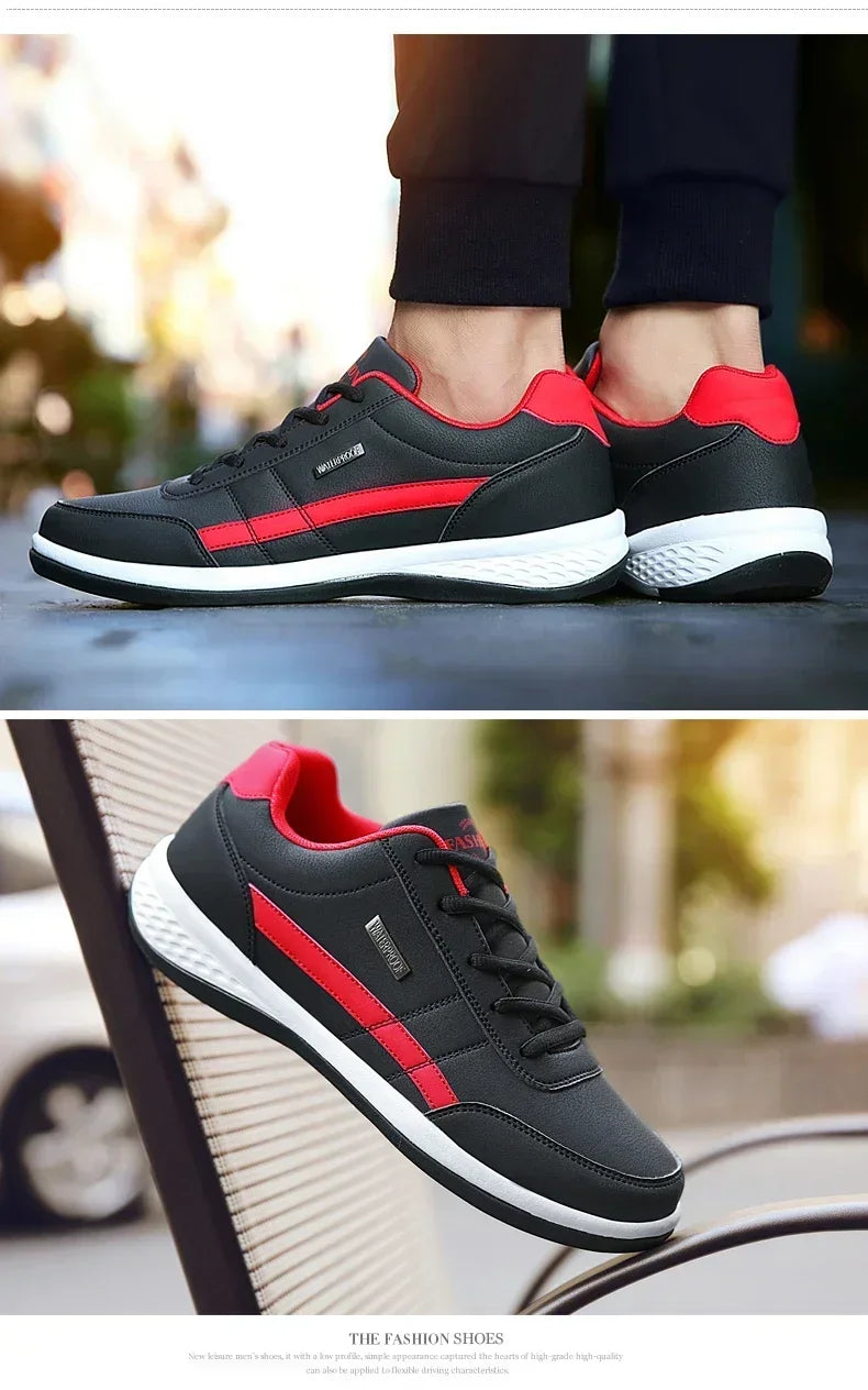 Men’s Leather Lace-Up Sneakers – Waterproof & Vulcanized