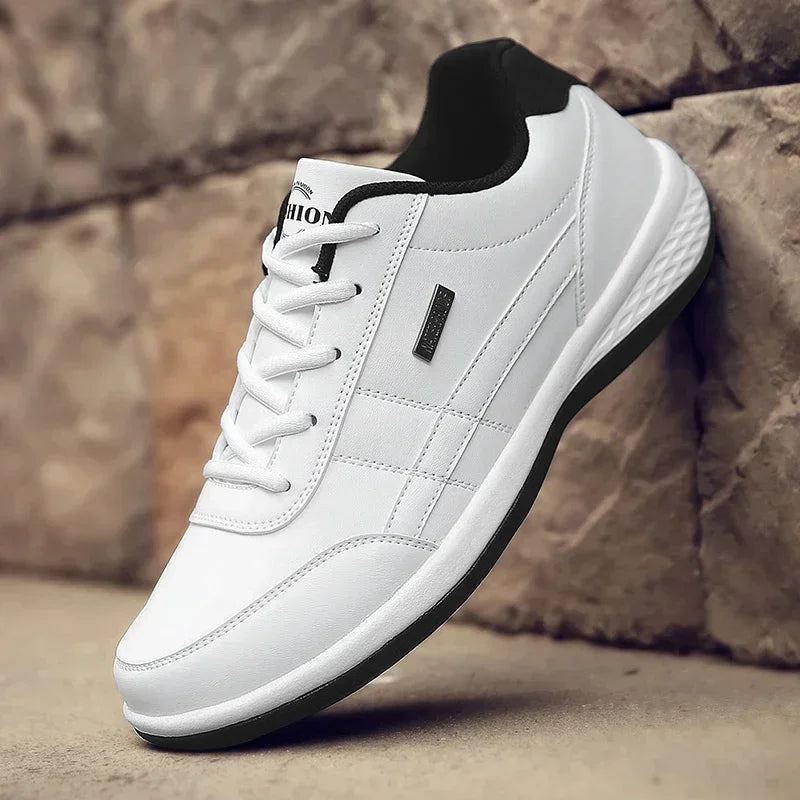 Men’s Leather Lace-Up Sneakers – Waterproof & Vulcanized