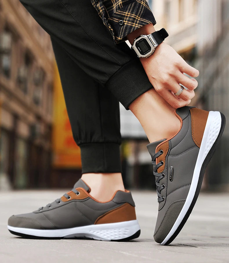 Balan Men’s Leather Sneakers – Breathable & Non-Slip