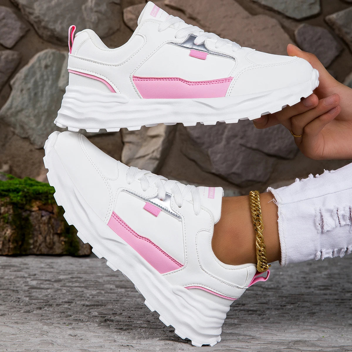 Women’s Lace-Up Sneakers – Breathable Running & Walking Shoes