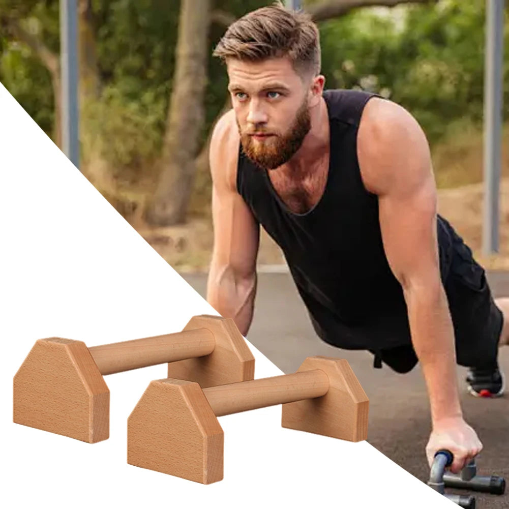 Wooden Push-Up Bars – Non-Slip Heavy Duty Stand