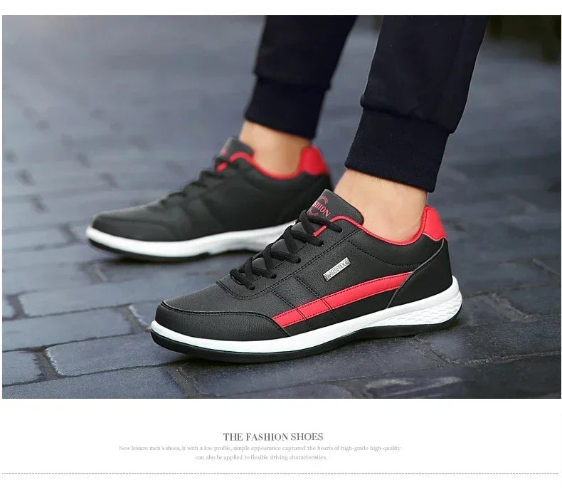 Men’s Leather Lace-Up Sneakers – Waterproof & Vulcanized